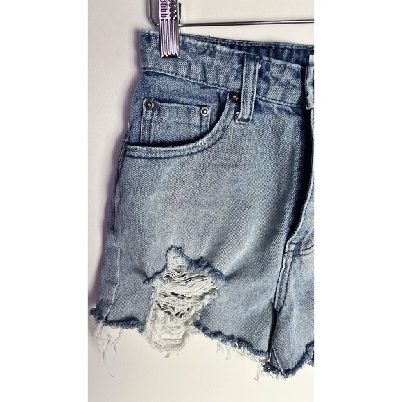 One‎ X One Teaspoon Legend Distressed High Rise Medium Wash Denim Shorts Sz 23 - Picture 4 of 8